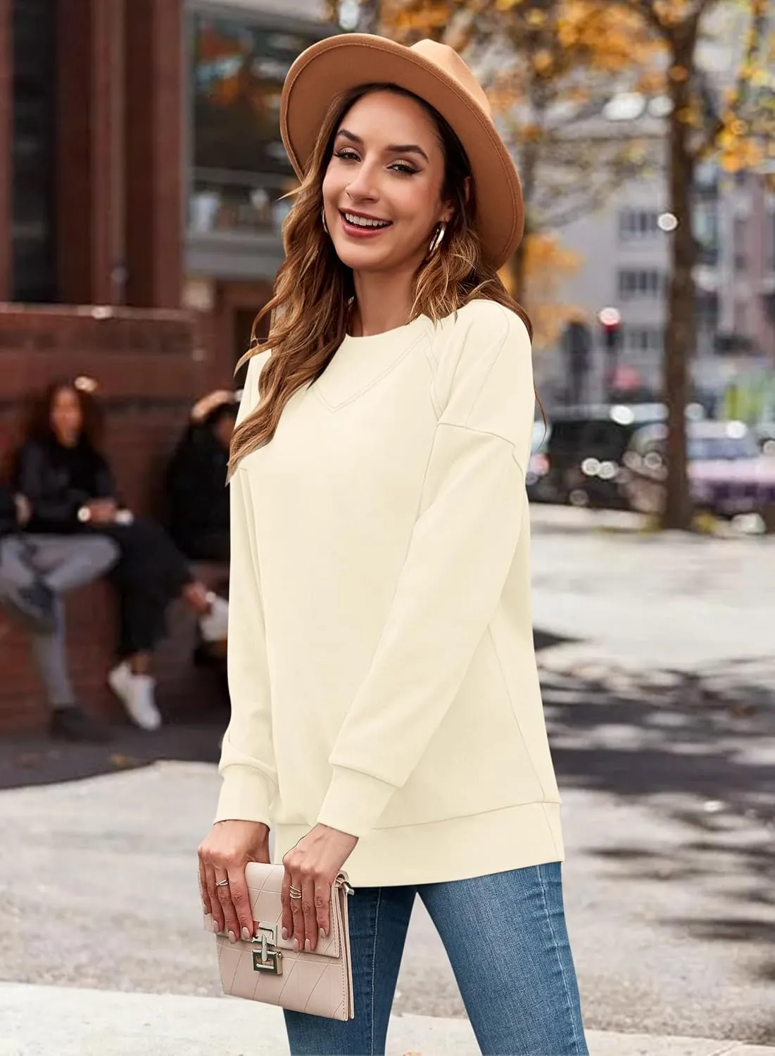 MOLERANI Sweatshirt for Women Oversized 2024 Fall Crewneck Long Sleeve Shirts Pullover Tunic Tops