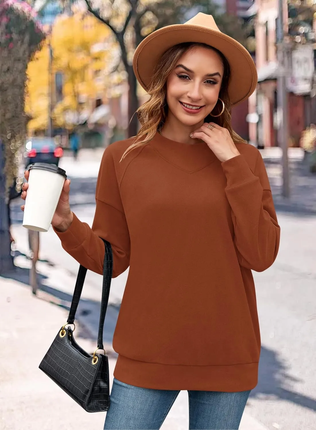 MOLERANI Sweatshirt for Women Oversized 2024 Fall Crewneck Long Sleeve Shirts Pullover Tunic Tops