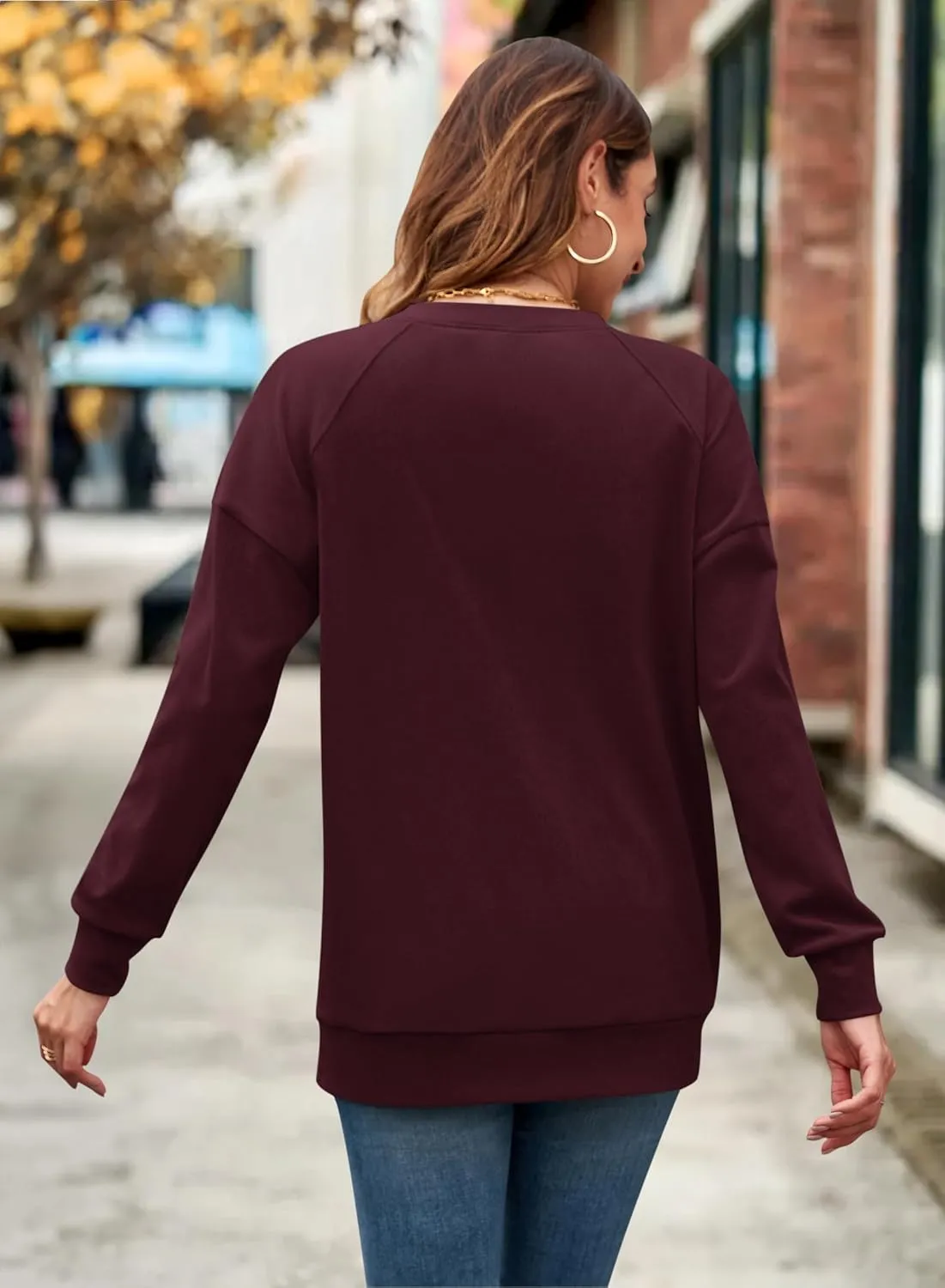 MOLERANI Sweatshirt for Women Oversized 2024 Fall Crewneck Long Sleeve Shirts Pullover Tunic Tops