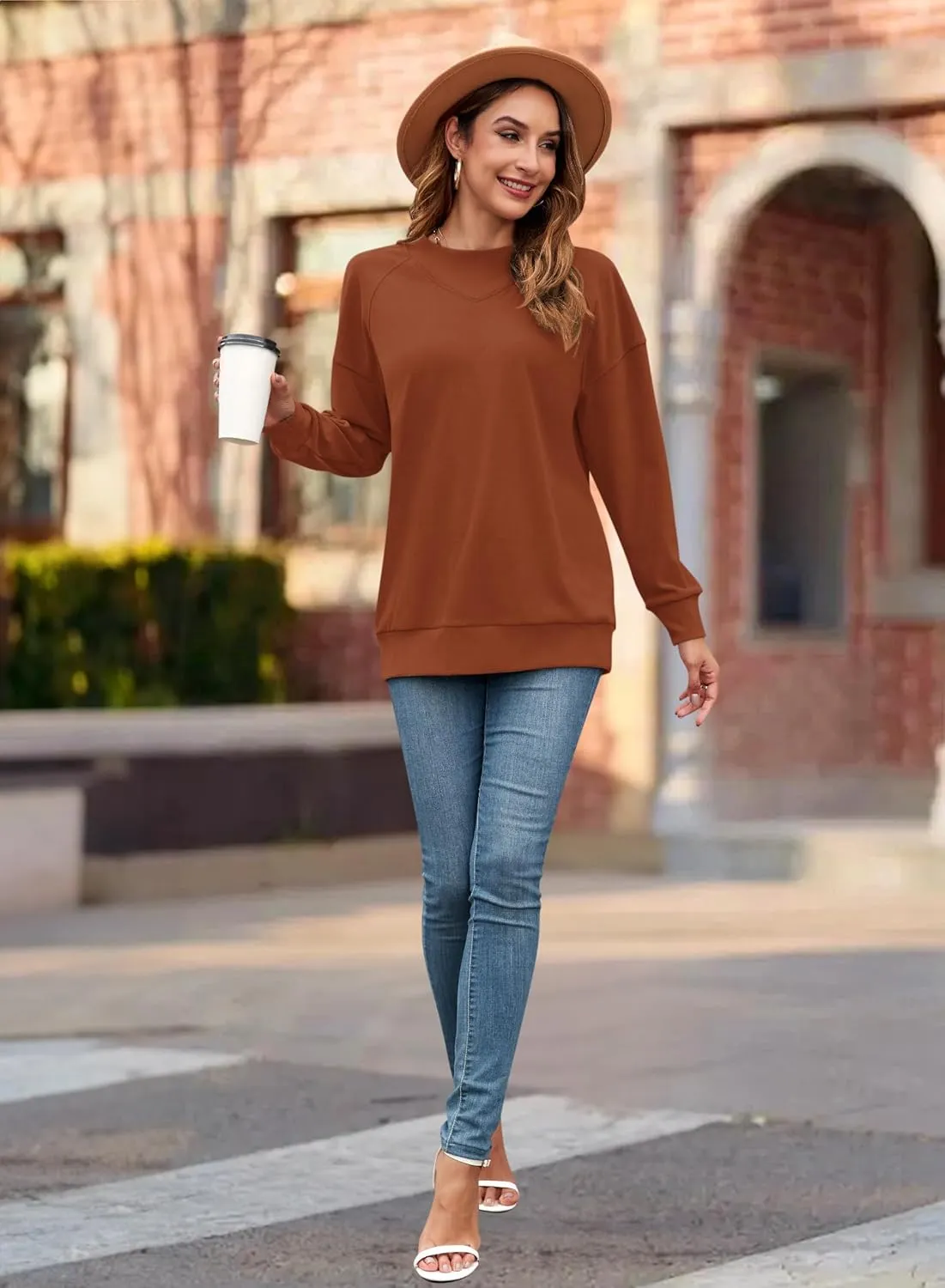 MOLERANI Sweatshirt for Women Oversized 2024 Fall Crewneck Long Sleeve Shirts Pullover Tunic Tops