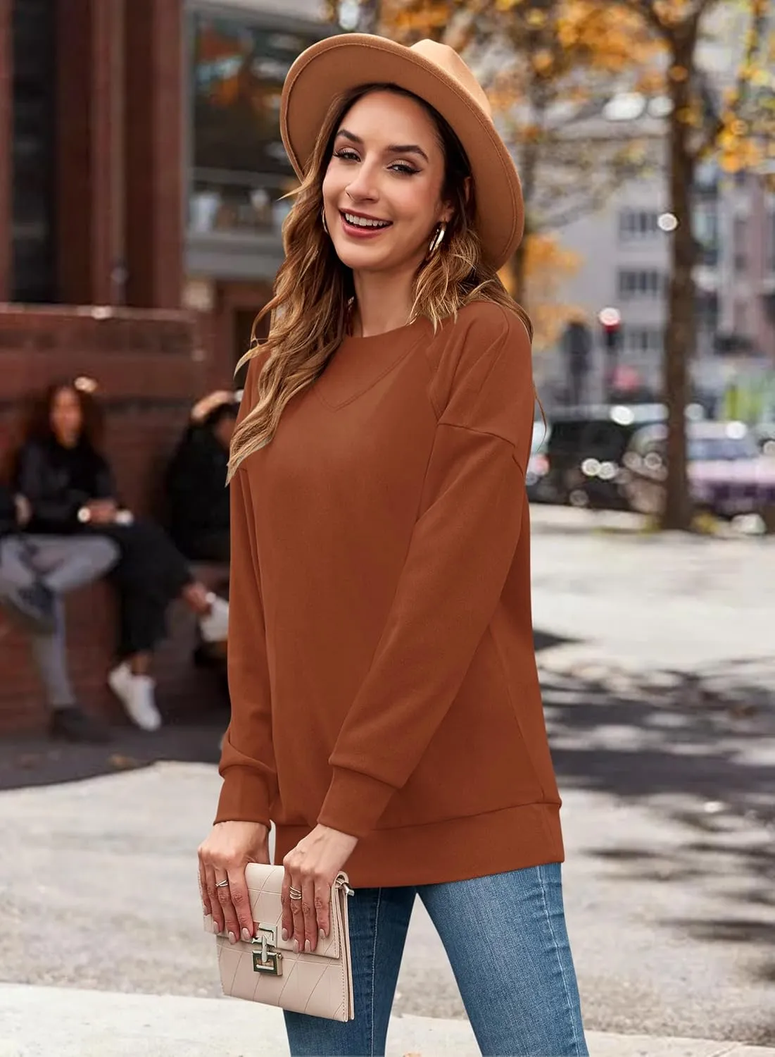 MOLERANI Sweatshirt for Women Oversized 2024 Fall Crewneck Long Sleeve Shirts Pullover Tunic Tops