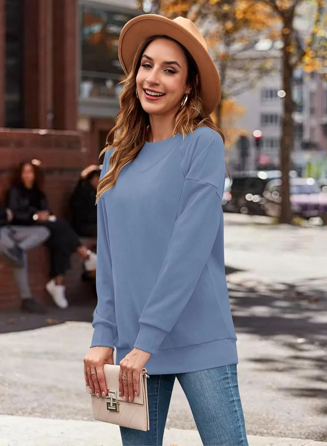 MOLERANI Sweatshirt for Women Oversized 2024 Fall Crewneck Long Sleeve Shirts Pullover Tunic Tops