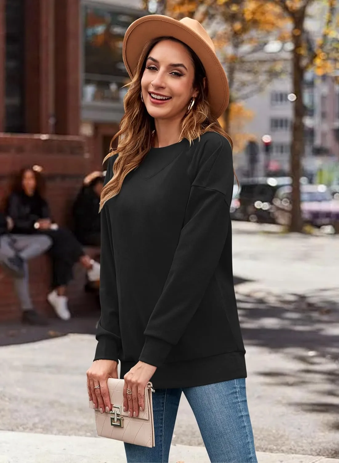 MOLERANI Sweatshirt for Women Oversized 2024 Fall Crewneck Long Sleeve Shirts Pullover Tunic Tops
