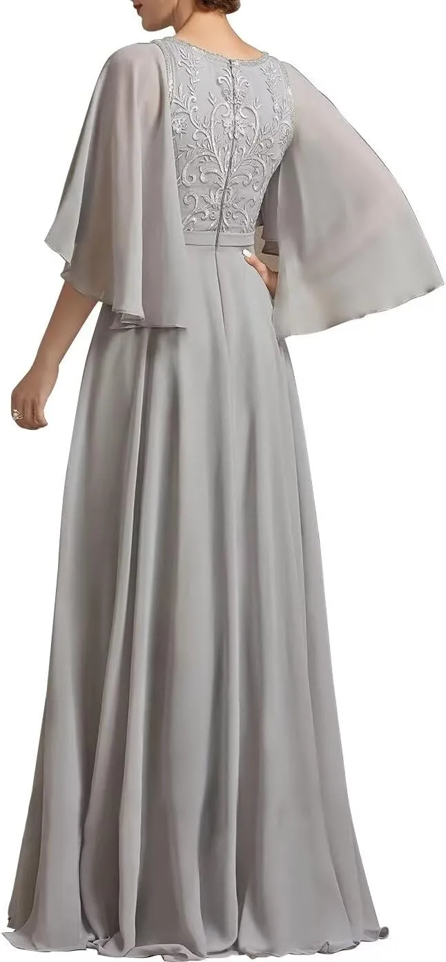 Mother of The Bride Dresses Long Lace 2024 Mother Dress for Wedding Ruffles Sleeves Evening Gown