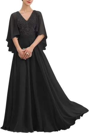 Mother of The Bride Dresses Long Lace 2024 Mother Dress for Wedding Ruffles Sleeves Evening Gown