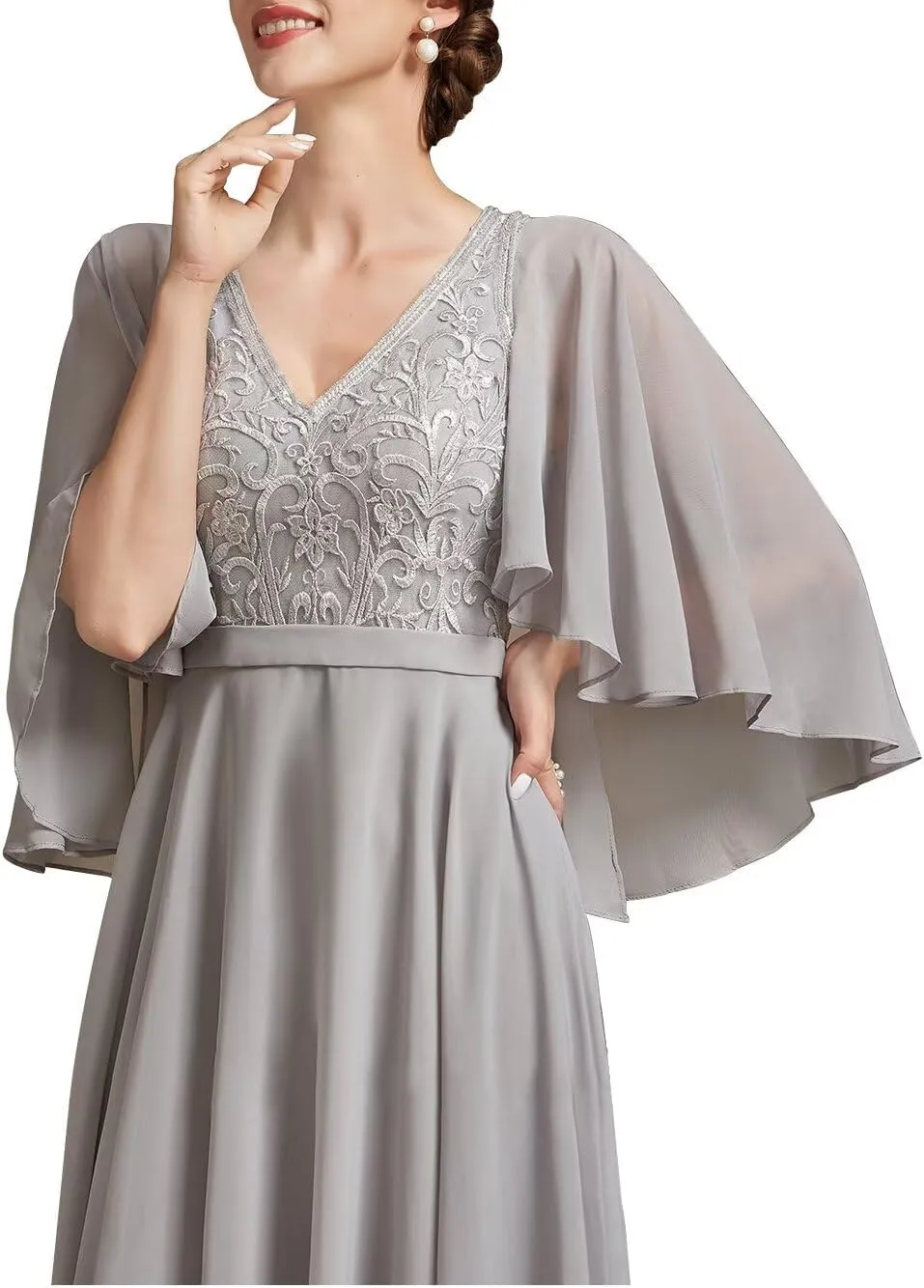 Mother of The Bride Dresses Long Lace 2024 Mother Dress for Wedding Ruffles Sleeves Evening Gown