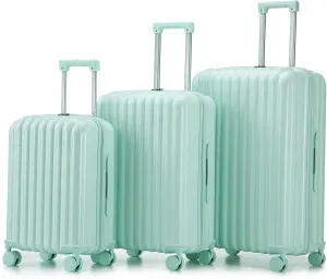 Multi-Functional Spinner Luggage for Travel, Built-In USB Port & Cup Holder, Stylish Mint Green Design