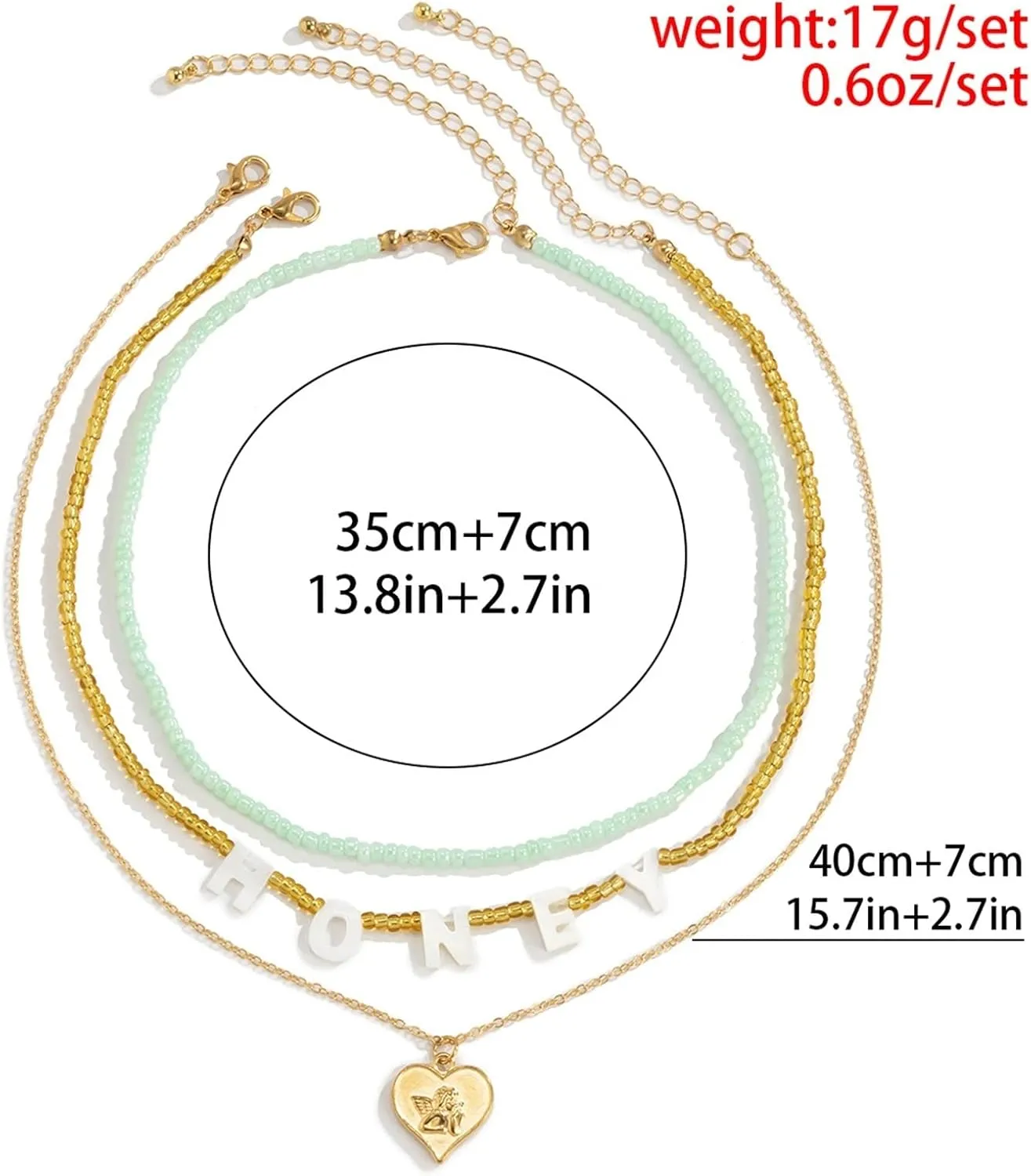 Multi Layered Necklaces for Women, 3 Layer Necklace for Girls Confidence Honey Design Valentines Day Gifts for Best Friends Teen Girls