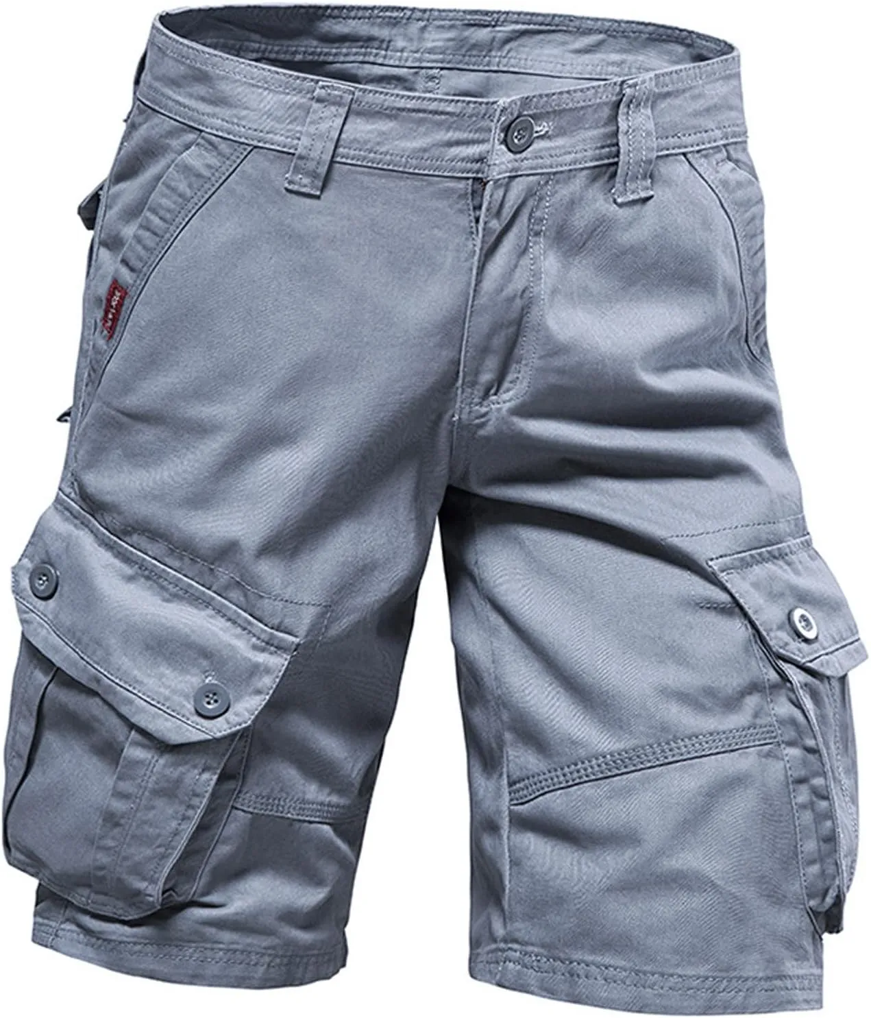 Muscularfit Long Cargo Shorts for Men 2023 Casual Buckle Zipper Linen Shorts Loose Big and Tall Multi Pockets Tooling Shorts
