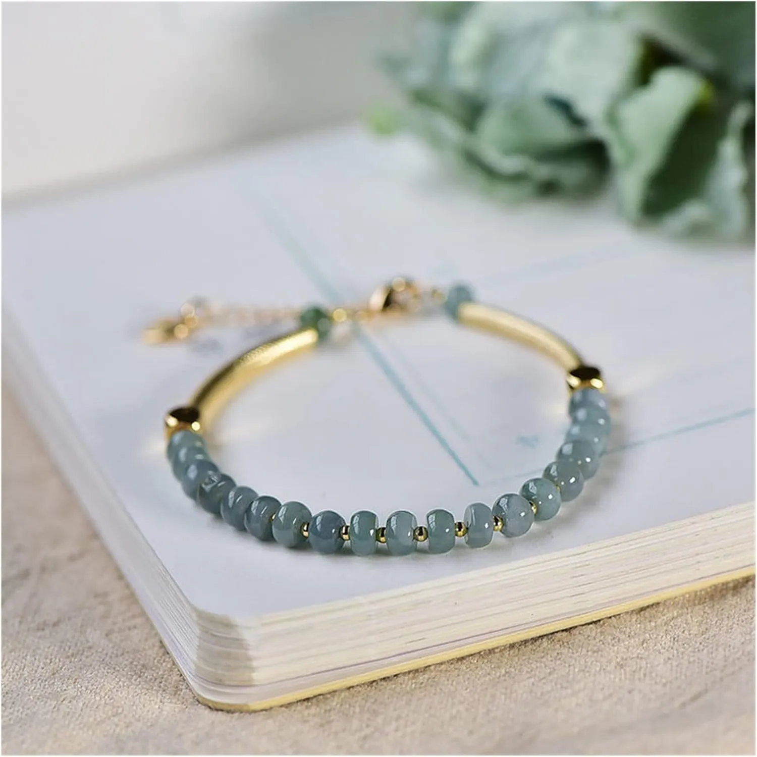 Natural Stone Abacus Beads Bracelet Jade Bangle with Extension Chain Women Handmade Lucky Chakra Friendship Couple Charm Jewelry