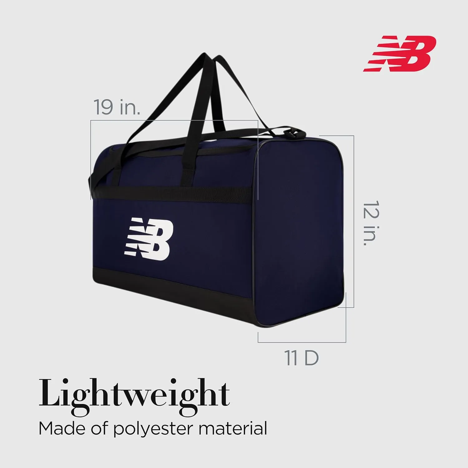 New Balance Duffel Bag, Small Carry On Gym Travel Luggage with Carrier Handles and Adjustable Shoulder Strap