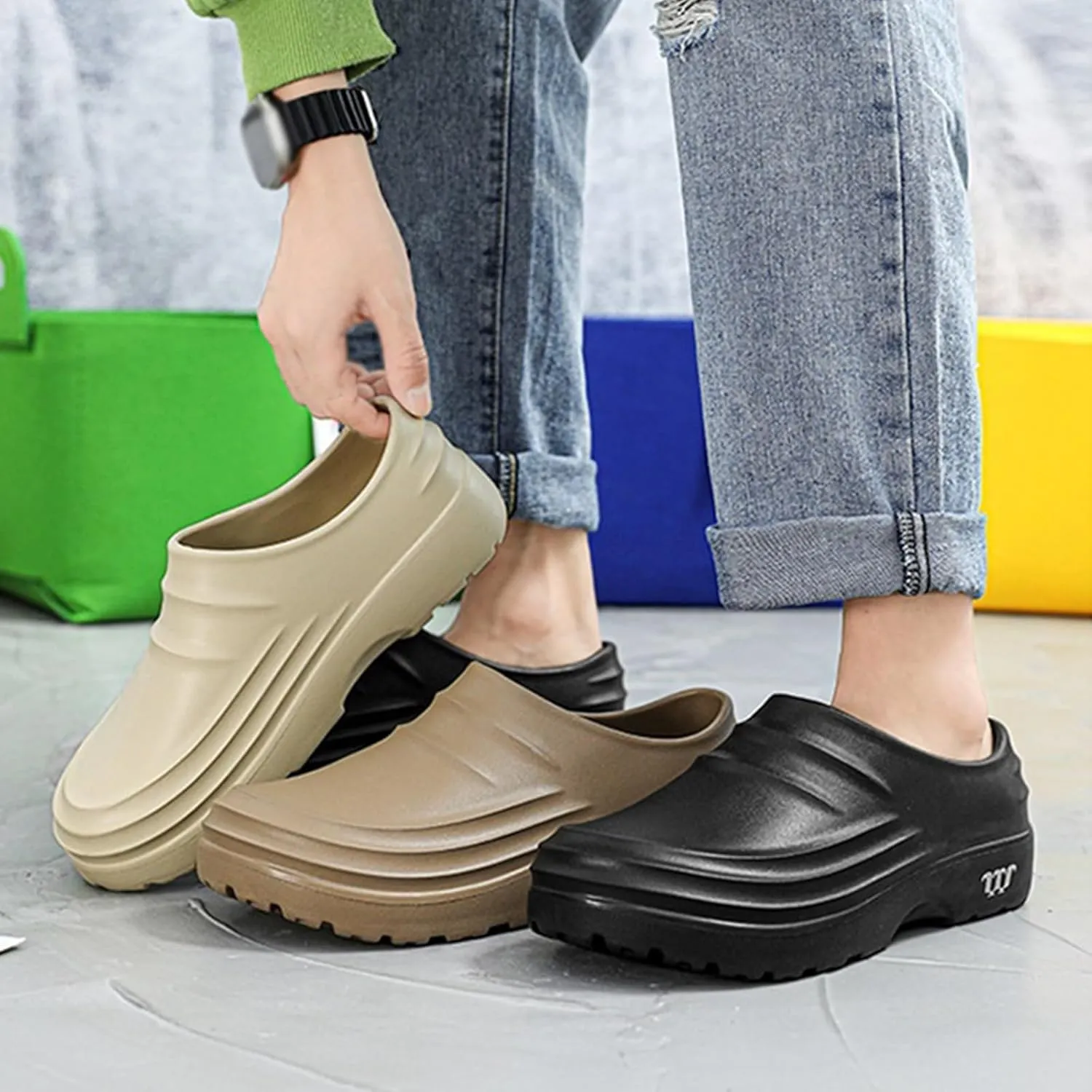 Nisza Armadillo Clogs for Women Men, Armadillo Chef Shoes Healthy Non-Slip Comfort, Oil Resistant, Kitchen Work Clogs,A_Black,11.5 Women_10 Men