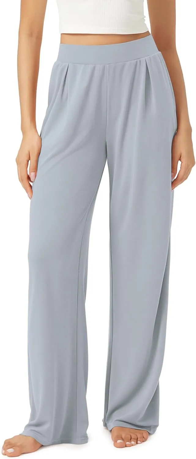 ODODOS Drapey Soft Wide Leg Pants for Women High Waist Casual Relaxed Lounge Pants with Pockets-29 Inseam