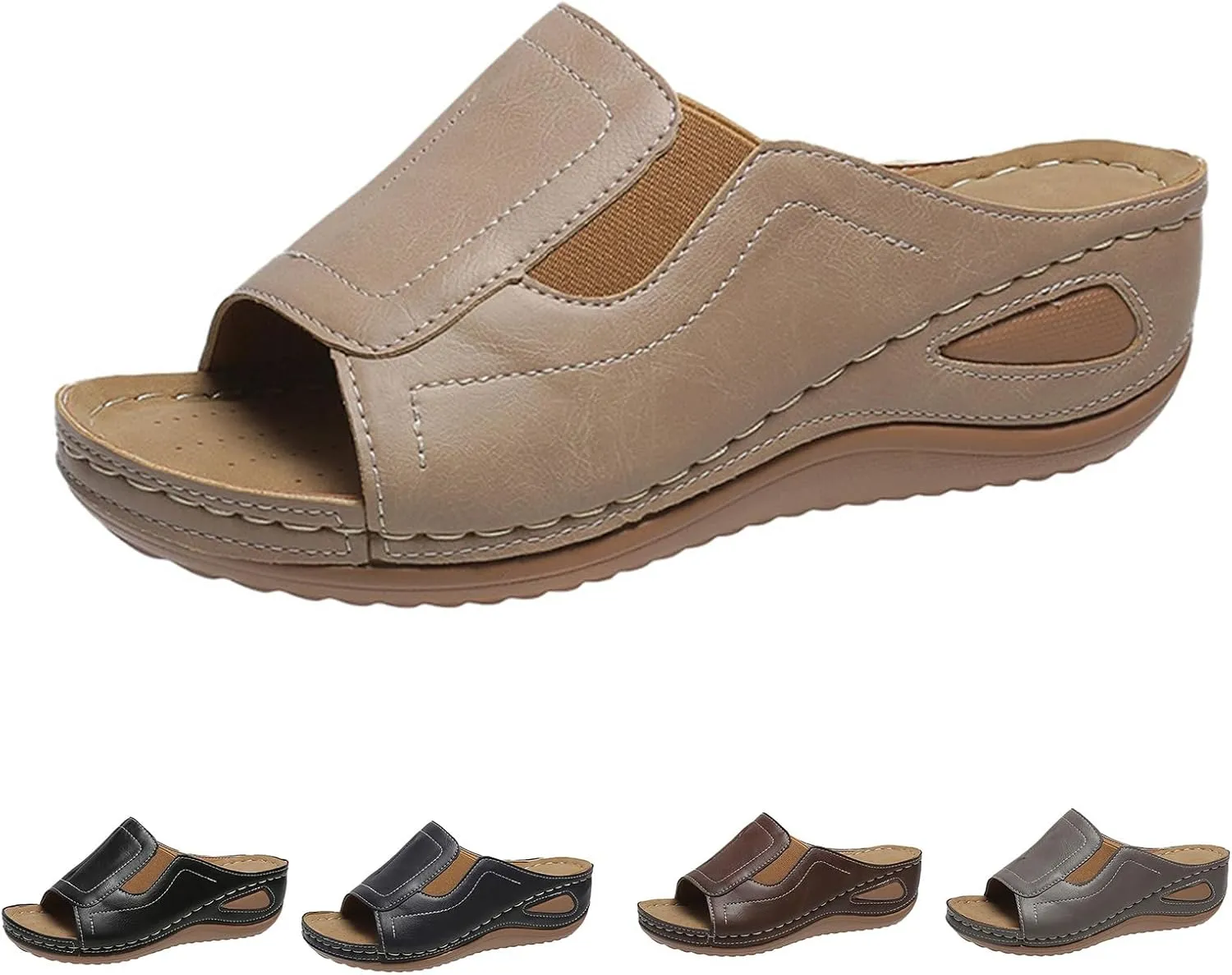 Orthopedic Sandals for Women Comfortable Slip On Wedge House Slipper Sandals Open Toe Fish Mouth Falt Sandal Concise Casual Shoes for Summer and Daily Wear