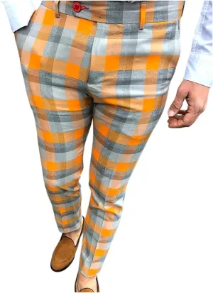 Plaid Slim Fit Dress Pants for Men Tapered Golf Skinny Stretch Chino Pants Mens Casual Slacks Suit Mens Chinos Pants
