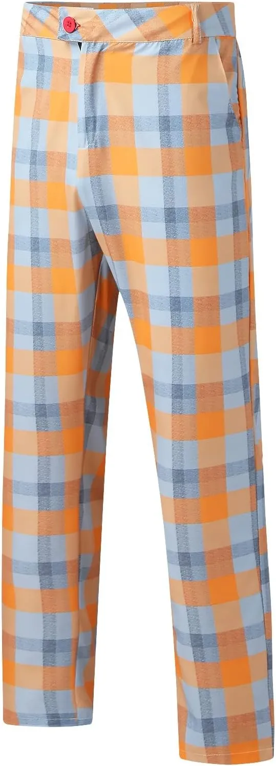 Plaid Slim Fit Dress Pants for Men Tapered Golf Skinny Stretch Chino Pants Mens Casual Slacks Suit Mens Chinos Pants