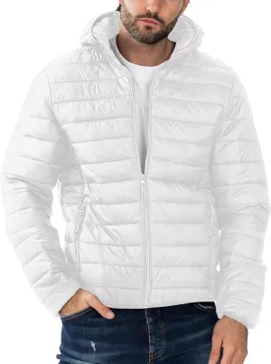 Polu Men's Puffer Jacket with Hood Warm Lightweight Hooded Winter Coat Down Jacket For Men Work Outdoor Hiking