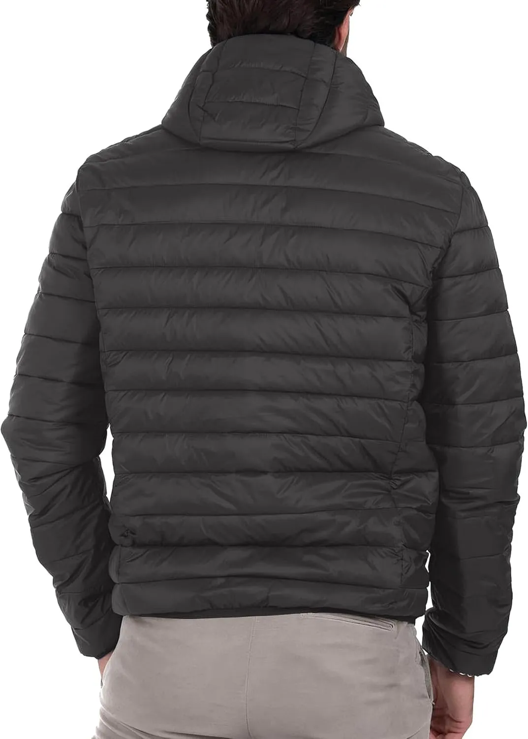 Polu Men's Puffer Jacket with Hood Warm Lightweight Hooded Winter Coat Down Jacket For Men Work Outdoor Hiking