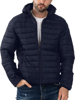 Polu Men's Puffer Jacket with Hood Warm Lightweight Hooded Winter Coat Down Jacket For Men Work Outdoor Hiking