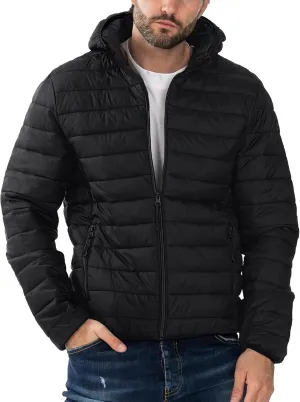 Polu Men's Puffer Jacket with Hood Warm Lightweight Hooded Winter Coat Down Jacket For Men Work Outdoor Hiking