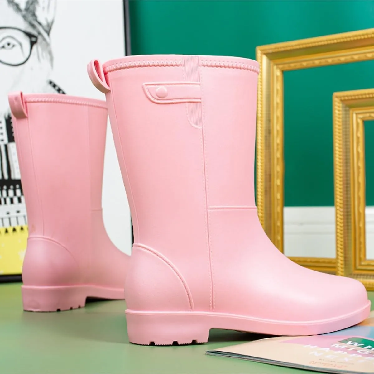 Rain Boots Footwear Women's Mid Tube Rain Boots Summer Non Slip Waterproof Outdoor Water Shoes Outdoor Work Boots