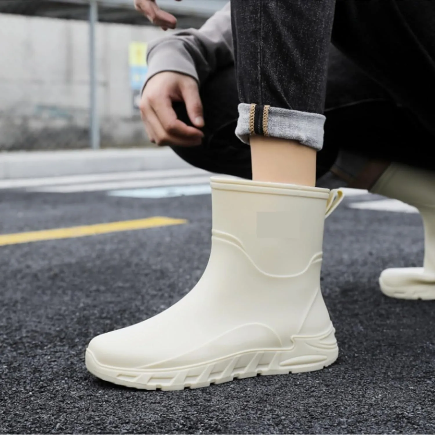Rain Boots Rainboots Men's Mid Tube Water Shoes Waterproof Non Slip Rain Boots Kitchen Rubber Shoes Rain Boots For Outdoor