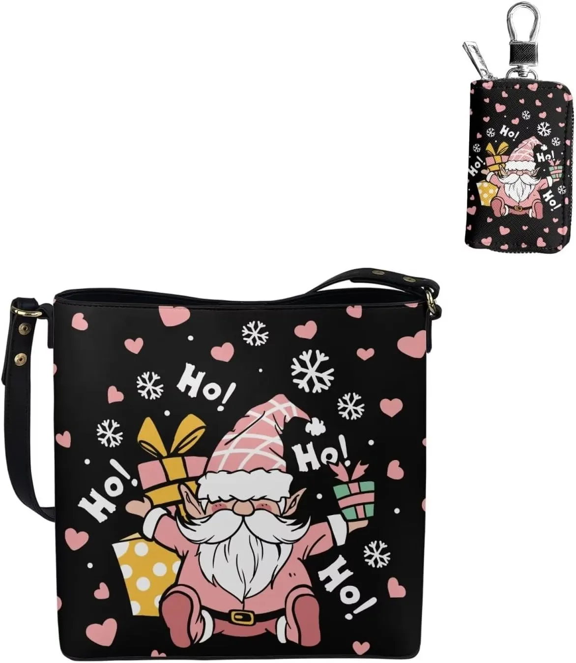 Rnyleeg Crossbody Bag for Women Leather Hobo Handbag with Pocket Bucket Bag with 2 pcs Adjustable Strap Matching Car Key Case