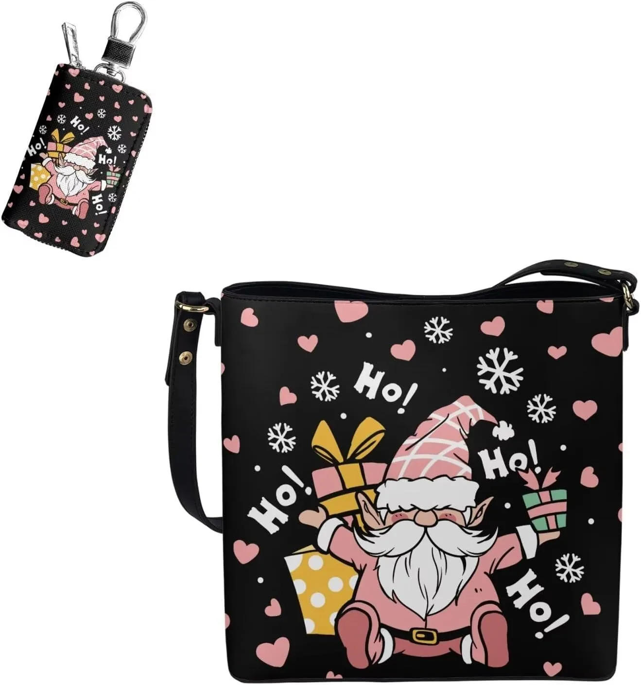 Rnyleeg Crossbody Bag for Women Leather Hobo Handbag with Pocket Bucket Bag with 2 pcs Adjustable Strap Matching Car Key Case