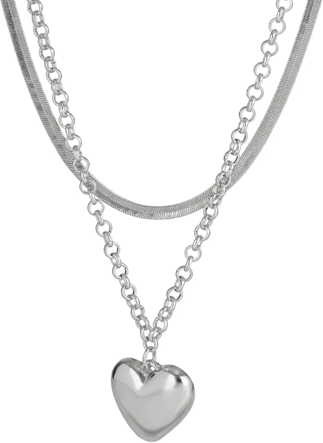 Roe Dolph 2Pcs Layered Snake Chain Necklaces for Women Heart Pendant Necklace Gold Chain Choker Necklace Heart Necklace Gifts for Ladies