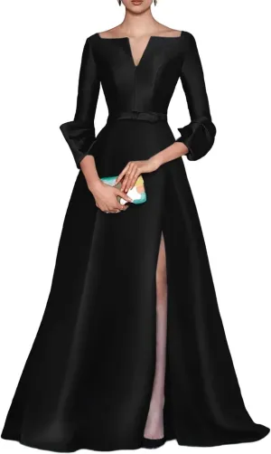 Satin Mother of The Bride Dresses for Wedding Long Wedding Guest Dress for Women with Slit