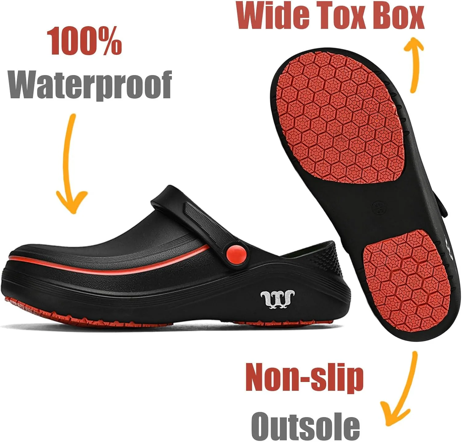 SECHRITE Men's Women's Work Clogs - Unisex Garden Chef Shoes Non Slip Waterproof Nurse Kitchen Food Service Shoes