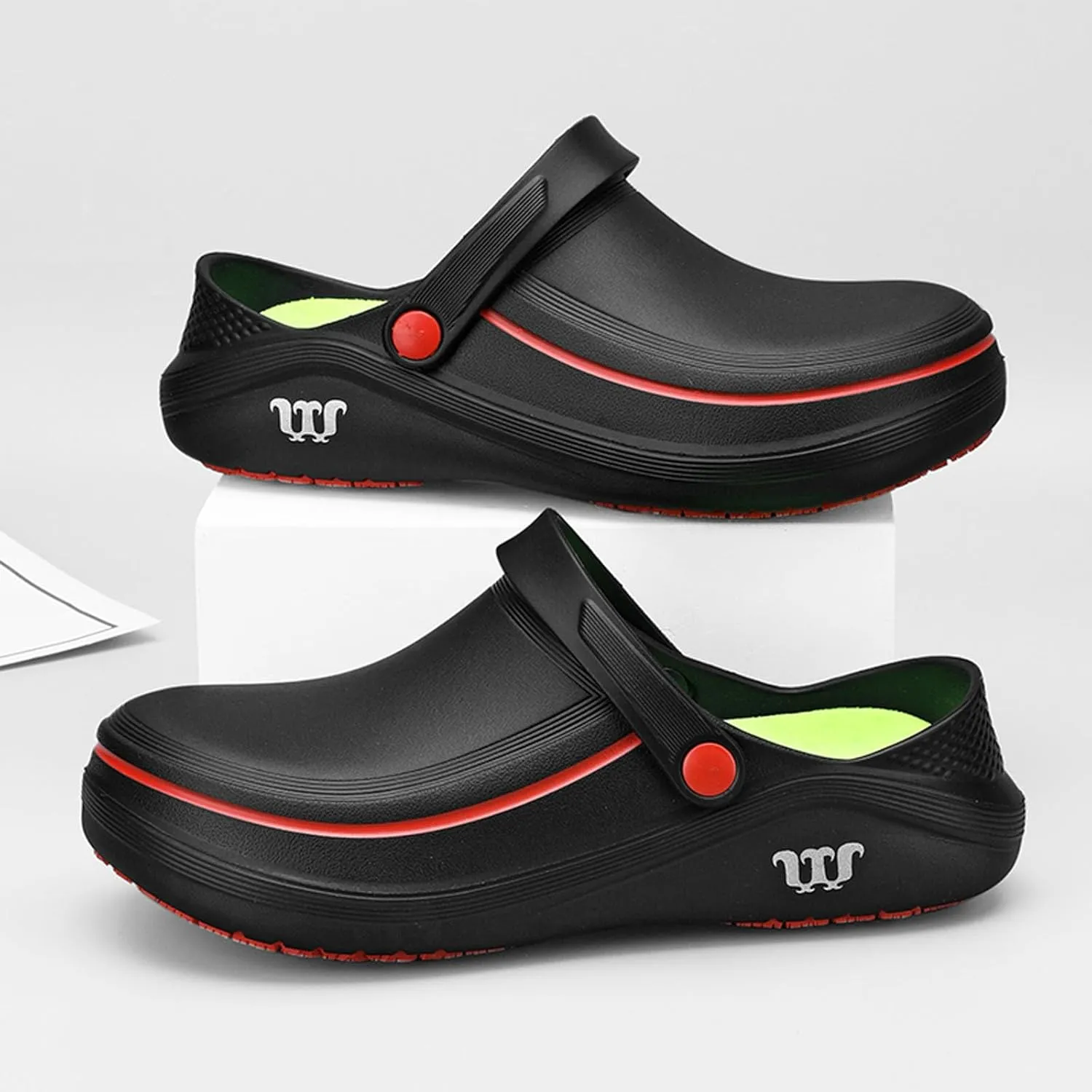 SECHRITE Men's Women's Work Clogs - Unisex Garden Chef Shoes Non Slip Waterproof Nurse Kitchen Food Service Shoes