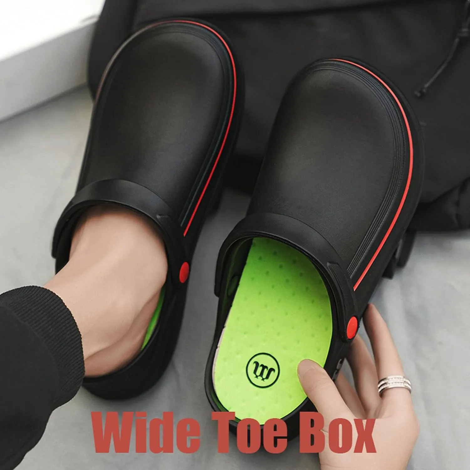 SECHRITE Men's Women's Work Clogs - Unisex Garden Chef Shoes Non Slip Waterproof Nurse Kitchen Food Service Shoes