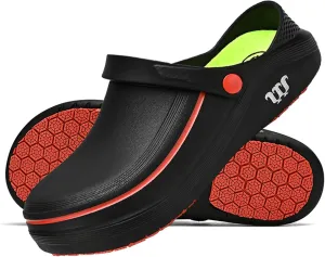 SECHRITE Men's Women's Work Clogs - Unisex Garden Chef Shoes Non Slip Waterproof Nurse Kitchen Food Service Shoes