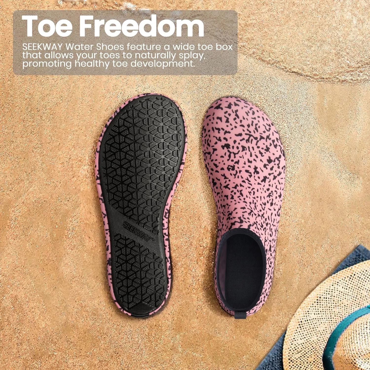 SEEKWAY Water Shoes Women Men Adult Quick-Dry Aqua Socks Barefoot Non Slip for Beach Swim River Pool Lake surf Black SK002(U)