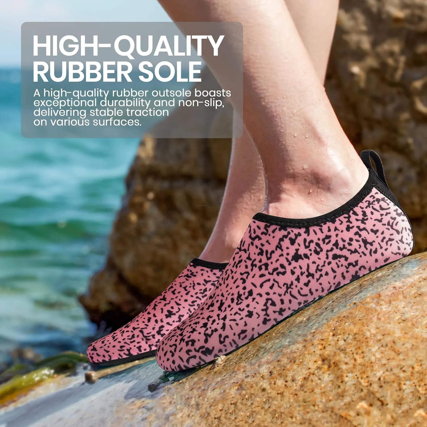 SEEKWAY Water Shoes Women Men Adult Quick-Dry Aqua Socks Barefoot Non Slip for Beach Swim River Pool Lake surf Black SK002(U)