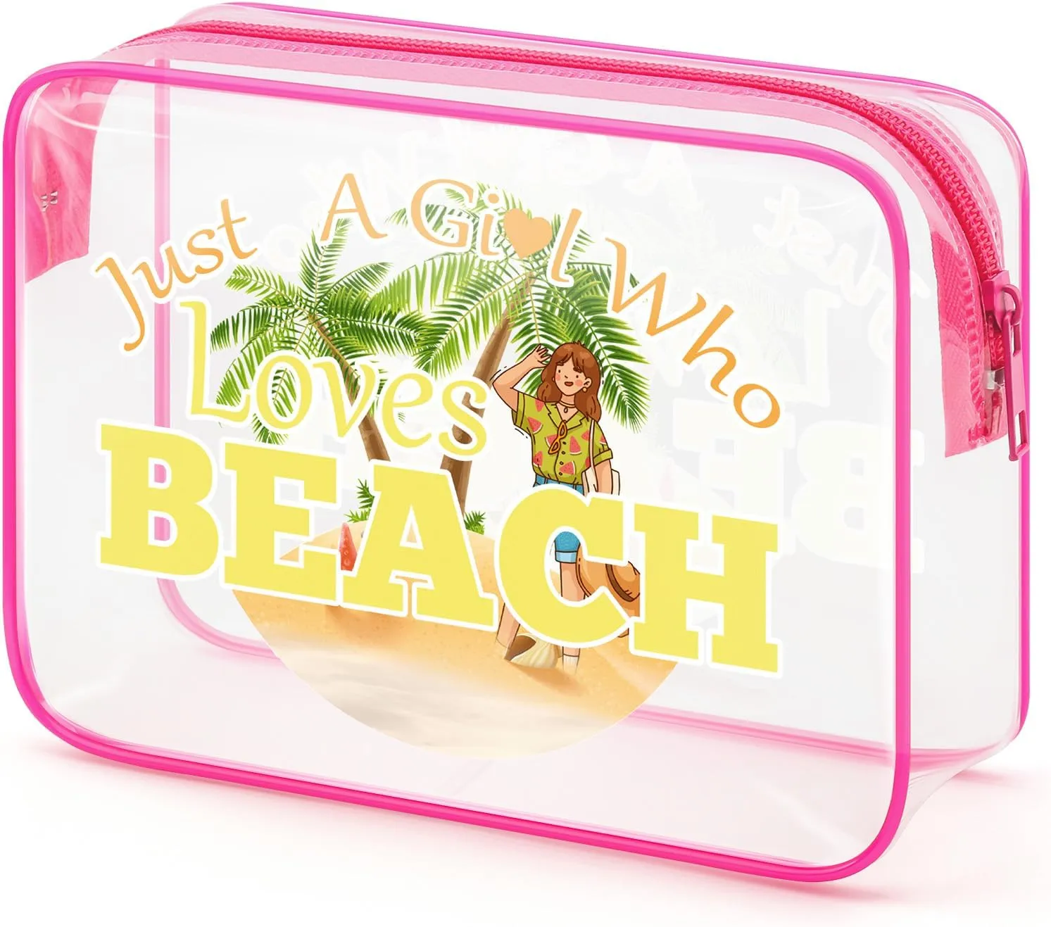 Sfodiary Beach Lover Gift Beach Gifts for Women Makeup Bag Beach Themed Cosmetic Bag Birthday Christmas Graduation Gift for Women Teens Beach Lover Summer Vocation Gift Clear PVC Toiletry Bag