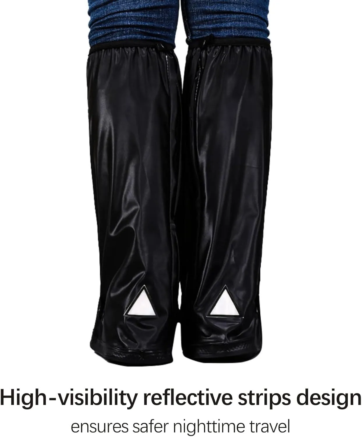 Shoe Covers with Zipper Long pattern Waterproof Shoe Covers Reusable Cycling Galoshes for Rainy and Snowy Outdoors Garden etc, Rain Boots for Men Women Kid(Black, XX-Large)