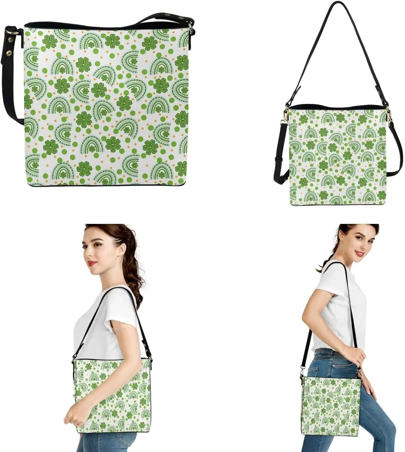 Shoulder Bags Set 2 Piece Saddle Bags Satchel Bags for Women Large Capacity with Zipper Wristlet Purses for Women