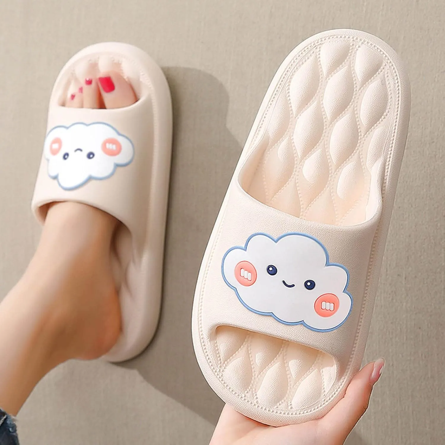 Shower Slides for Women Open Toe Shower Shoes Bathroom Sandals Arch Support Sandals Women's Flat Slippers