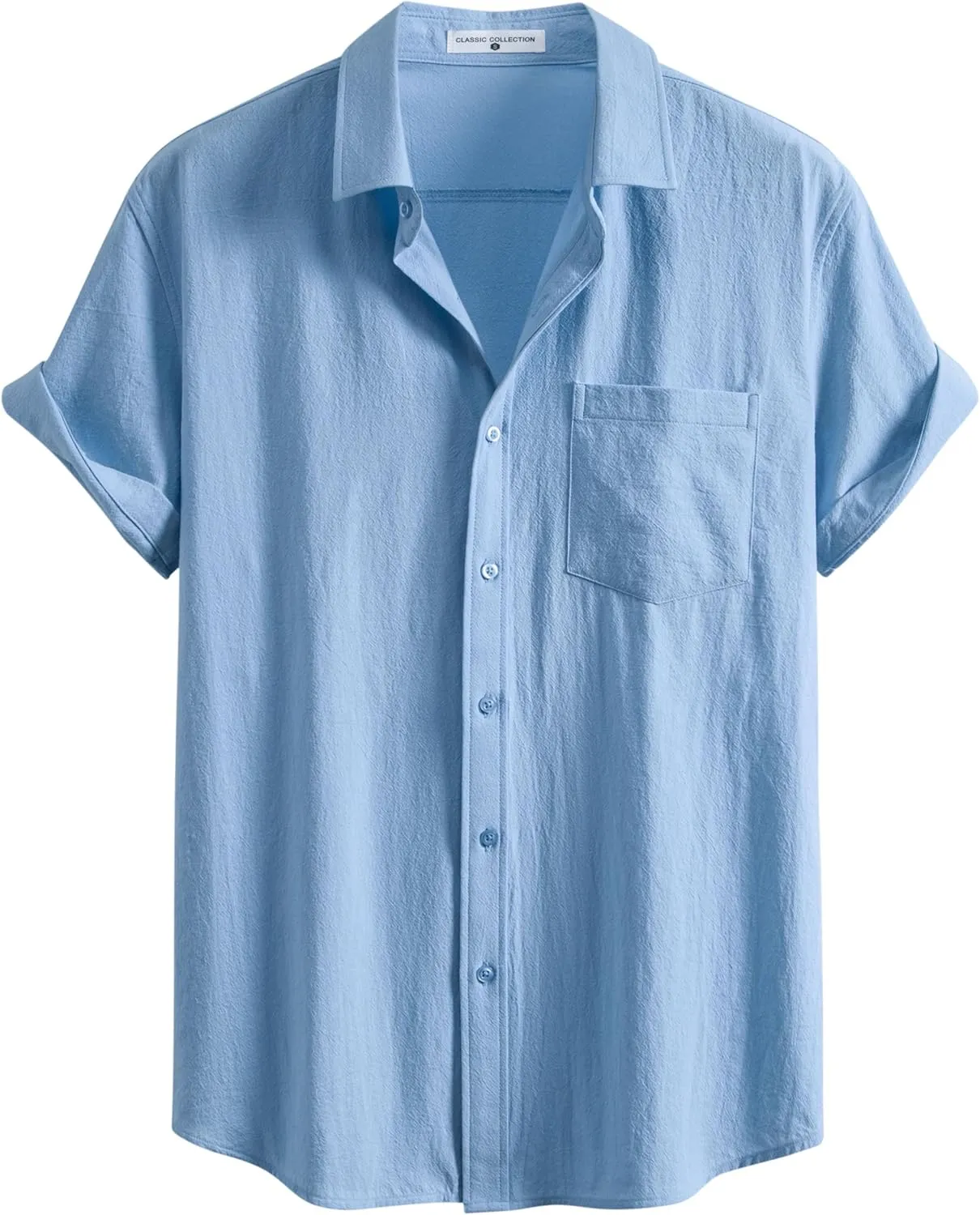 SIR7 Mens Summer Short Sleeve Cotton Linen Shirts Casual Button Down Shirts Beach Vacation Wedding Tops