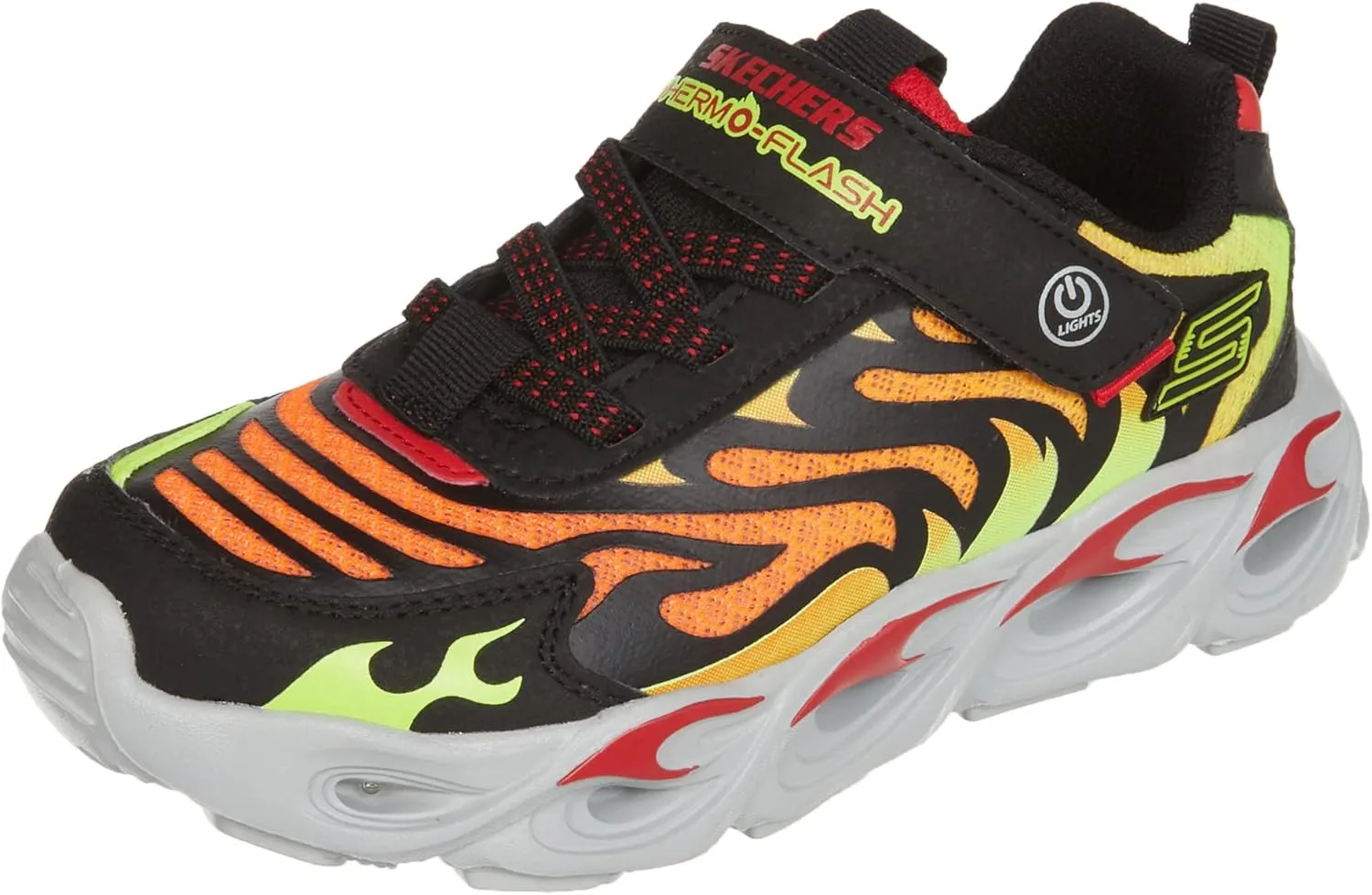 Skechers Kids Boys, S Lighs, Sport Lighted Sneaker, Black/Red,1.5 Little Kid
