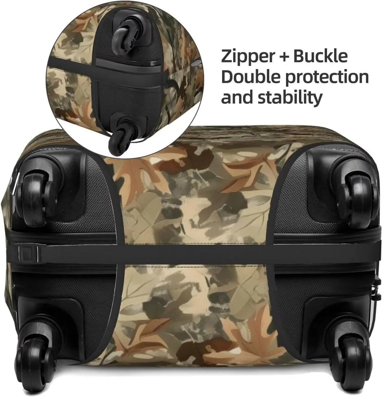 Spandex Travel Suitcase Cover Brown Camo Camouflage Baggage Protective Cover 18-32 Inch, Hunting Hunter Leaf Stratch Resistance Baggage Covers Suitcase Protector