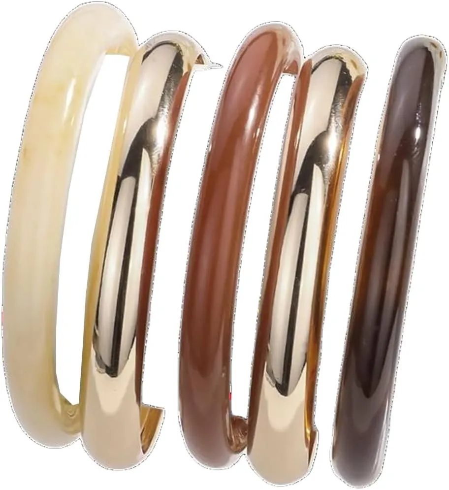 Stackable Gold Bracelets Set for Women Resin Gold Bracelets Hammered Wrap Gold Bangles Set Jewelry