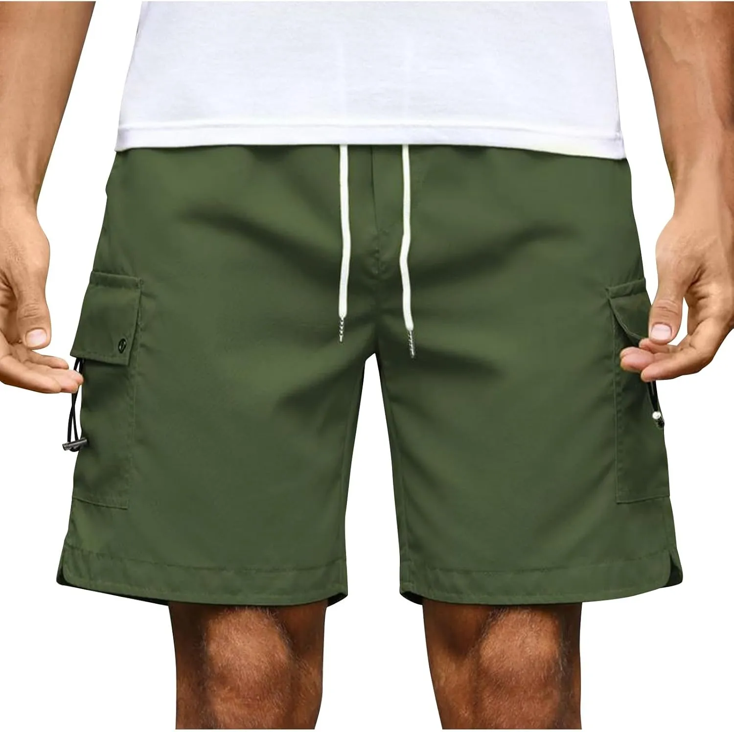 Summer Shorts for Men Elastic Waist Athletic Hiking Shorts with Pockets