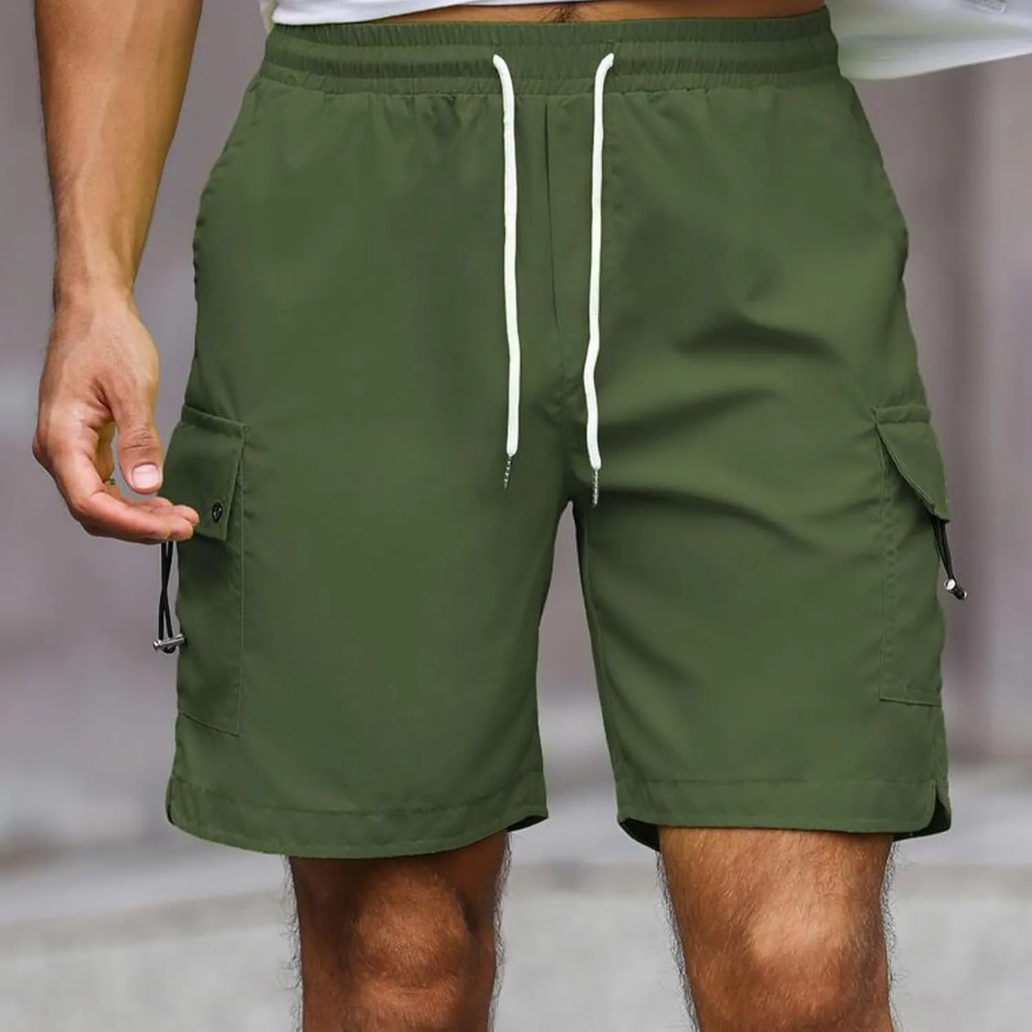 Summer Shorts for Men Elastic Waist Athletic Hiking Shorts with Pockets