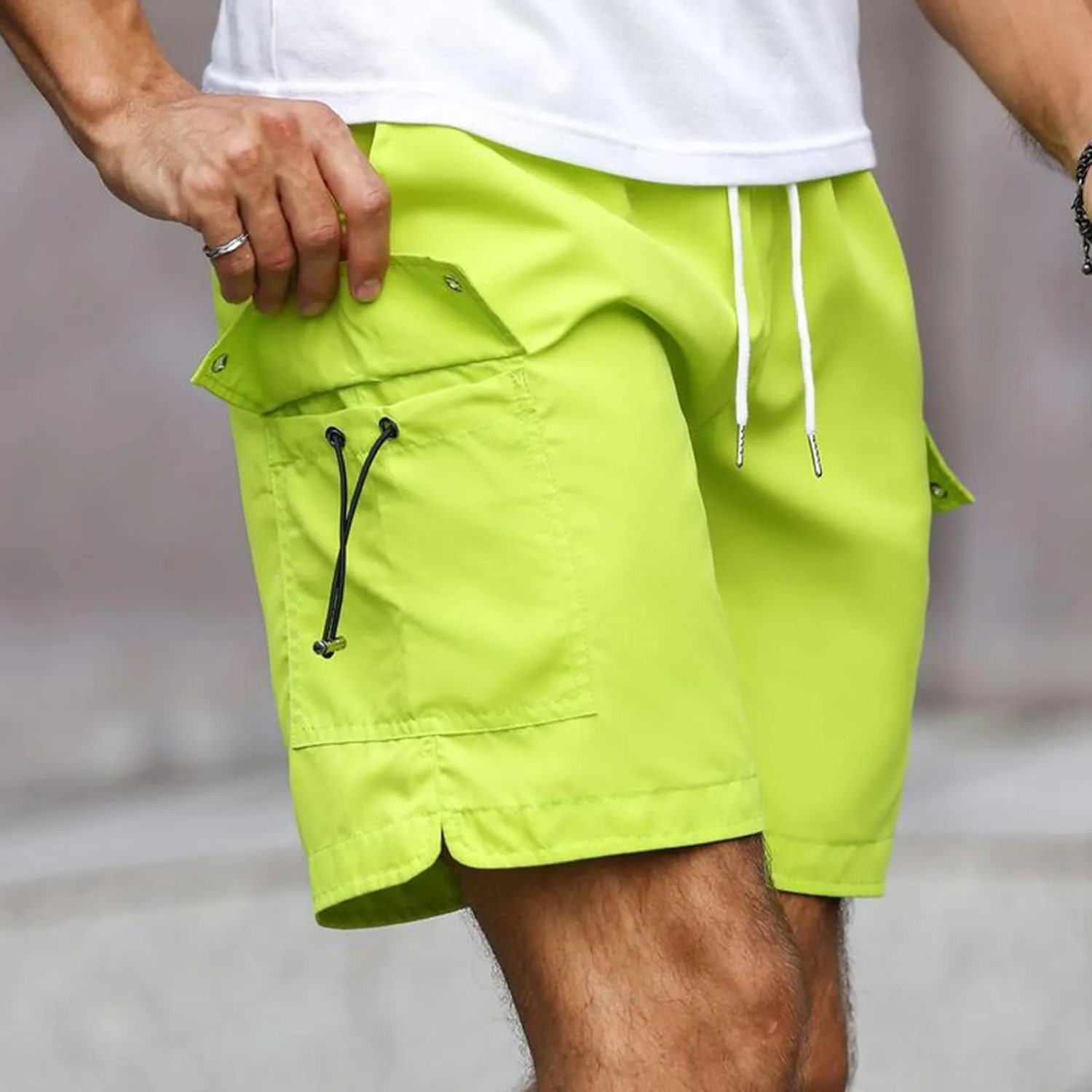 Summer Shorts for Men Elastic Waist Athletic Hiking Shorts with Pockets