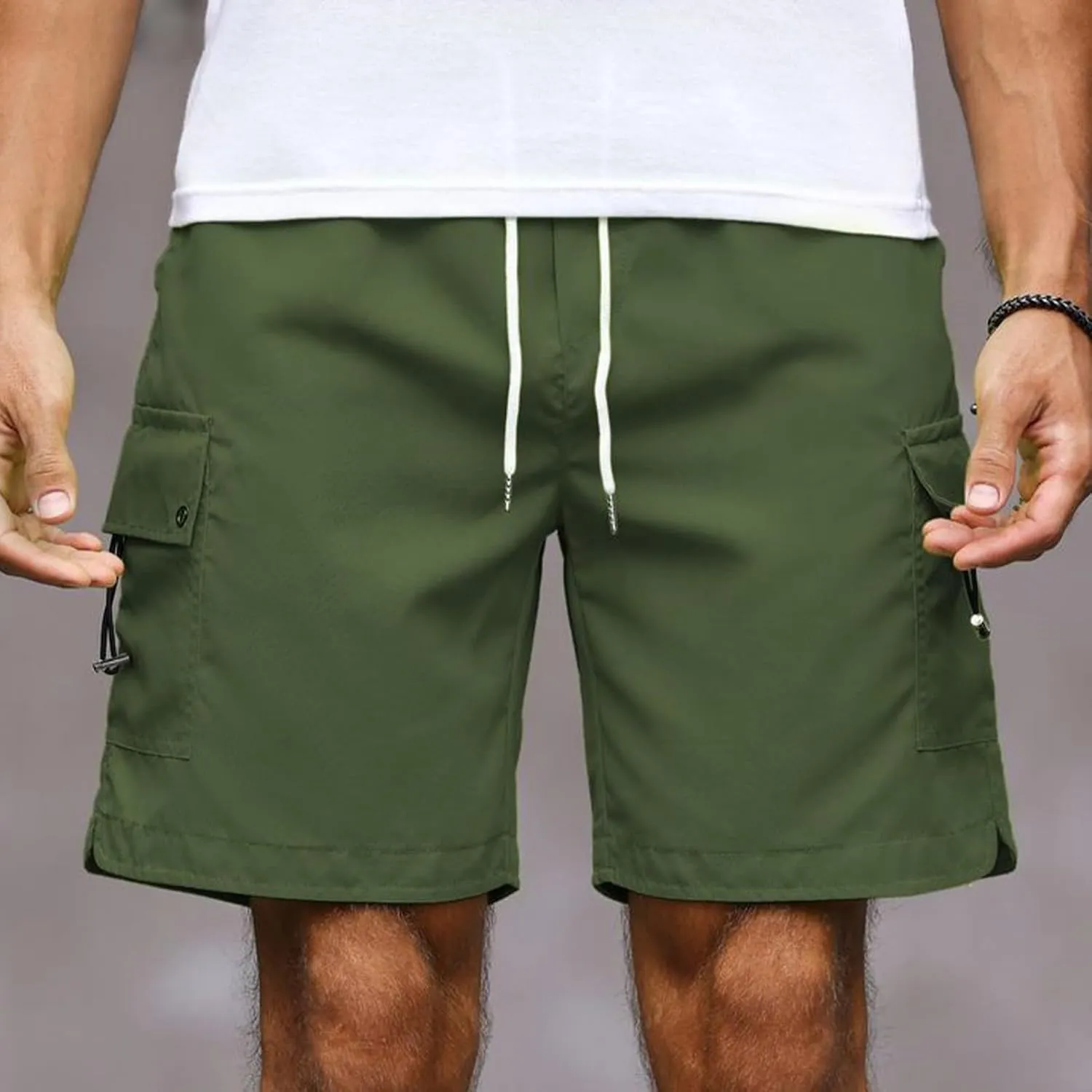 Summer Shorts for Men Elastic Waist Athletic Hiking Shorts with Pockets