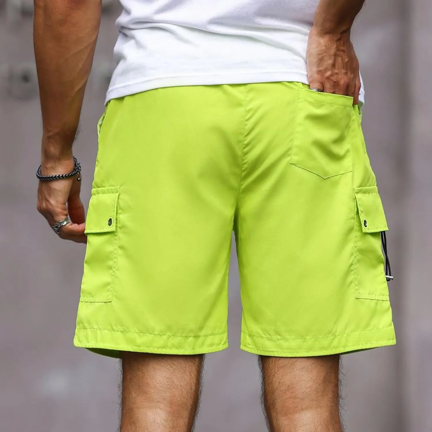 Summer Shorts for Men Elastic Waist Athletic Hiking Shorts with Pockets