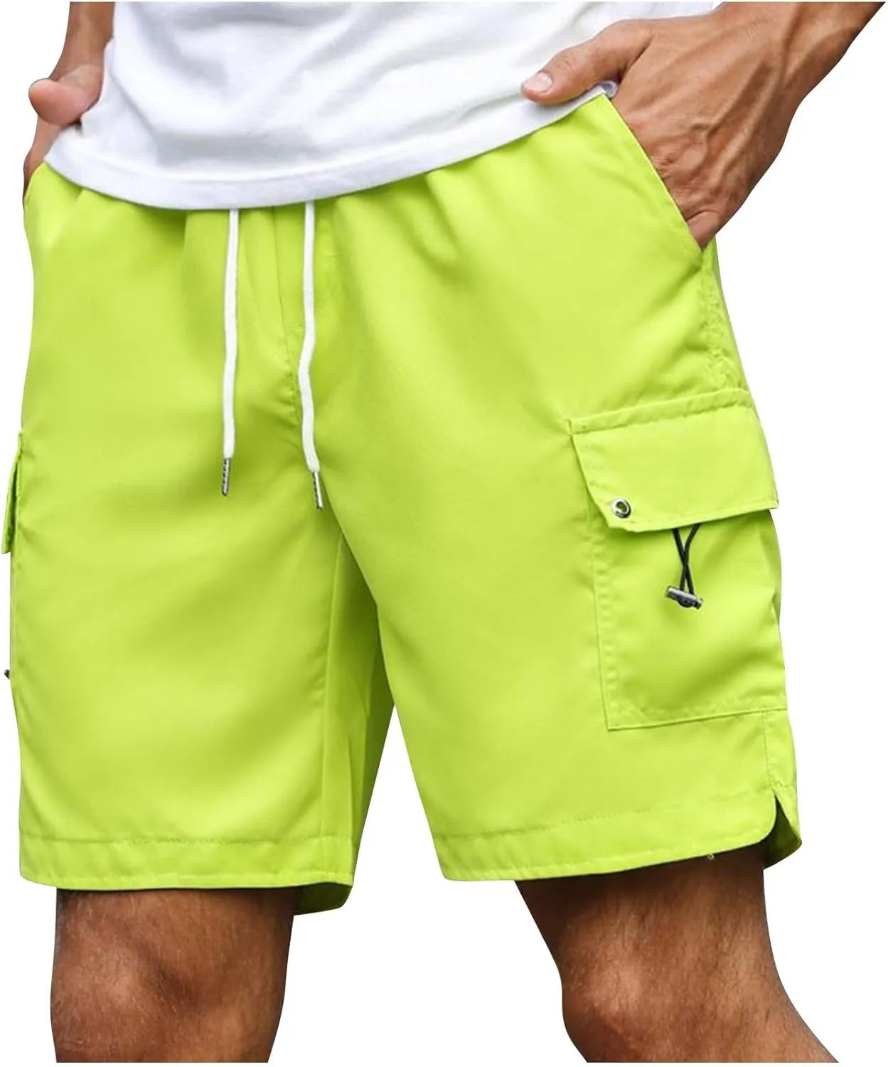 Summer Shorts for Men Elastic Waist Athletic Hiking Shorts with Pockets